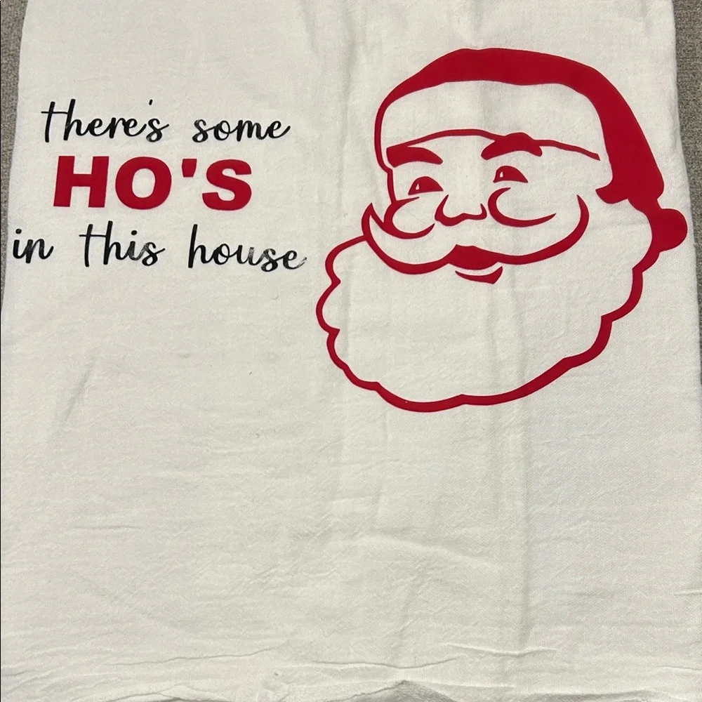Festive Santa Holiday Towel - Red and White 24x28 Handmade